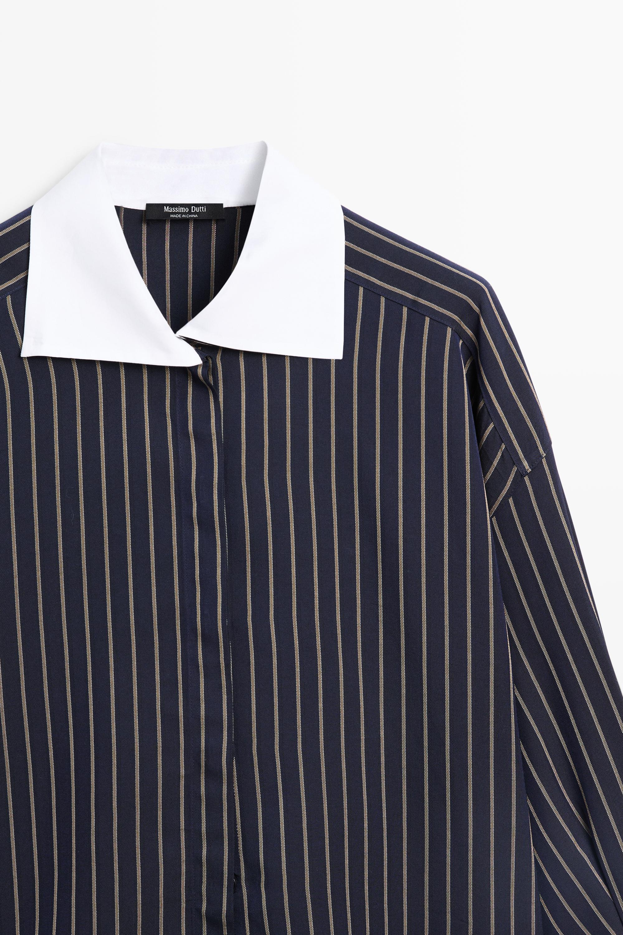 Striped contrast collar shirt